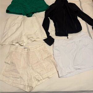 Cami NYC High Waist Green and White Shorts